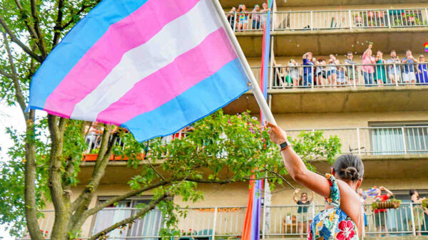 trans flag march