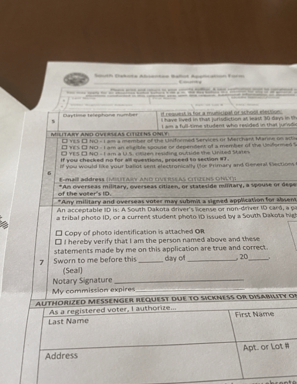voet absentee in south dakota