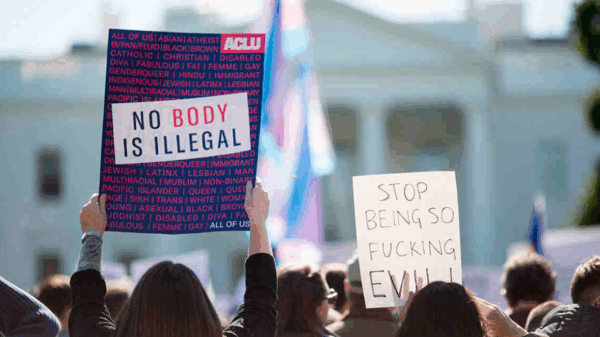 Photo of a protest sign that says, "No Body is Illegal"