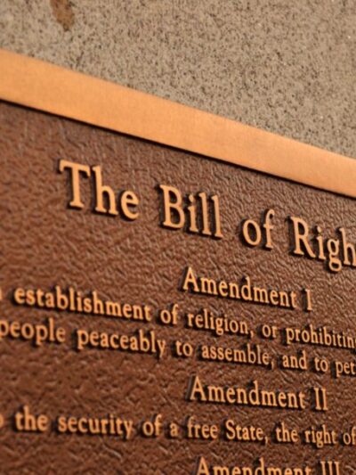 An image of a plaque featuring information from the Bill of Rights