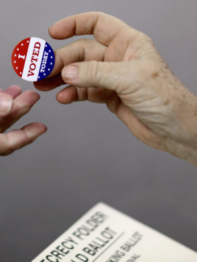 I voted sticker hand off