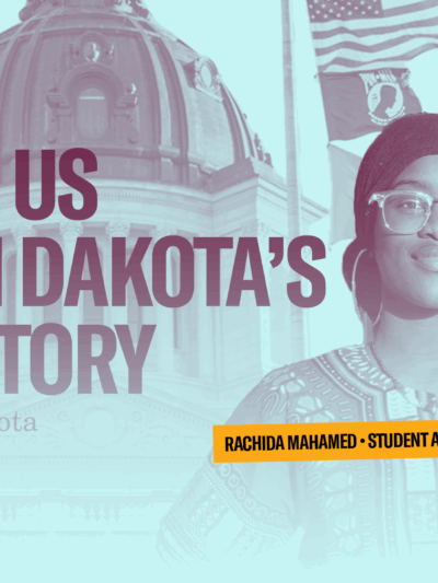 banner that reads, "teach us south dakota's full story" - rachida 2