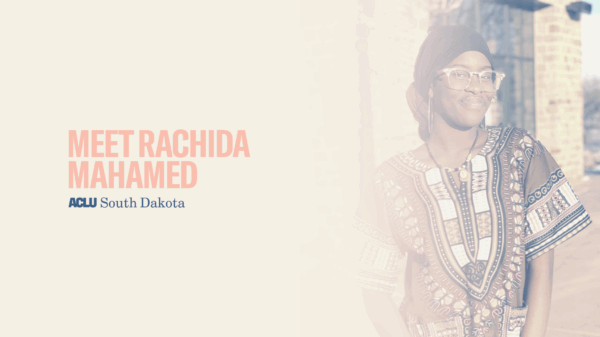 Image of Rachida Mohamed with the text, "Meet Rachida Mahamed."
