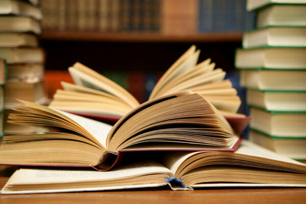 An open book on a table