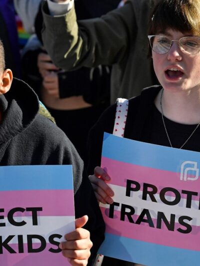 Kids protesting for trans rights