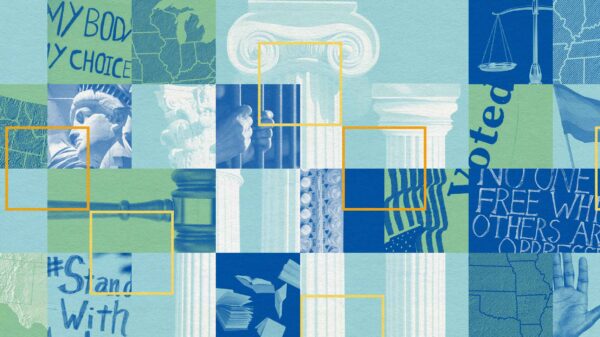 Blue and green collage