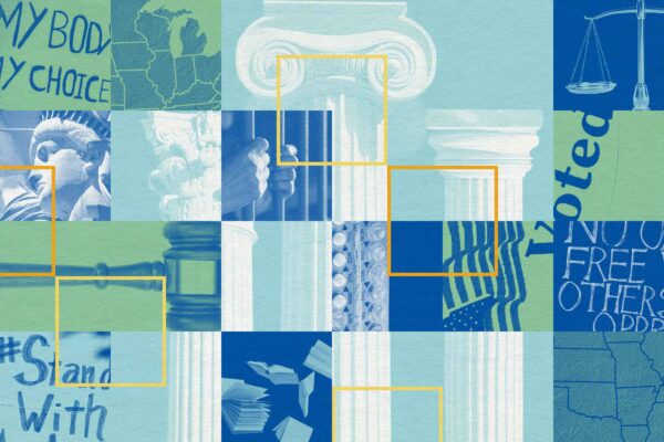 Blue and green collage