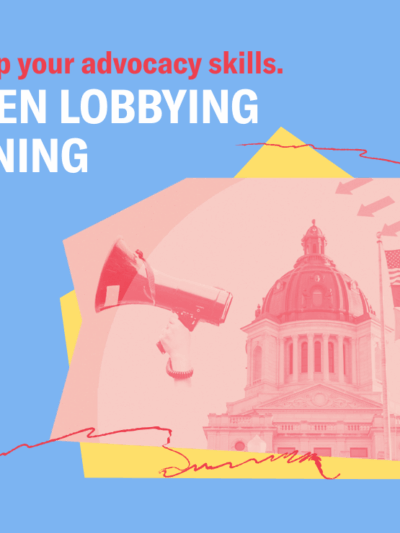 Image of the South Dakota State Capitol with text that says "Power up your advocacy skills, Citizen Lobbying Training"