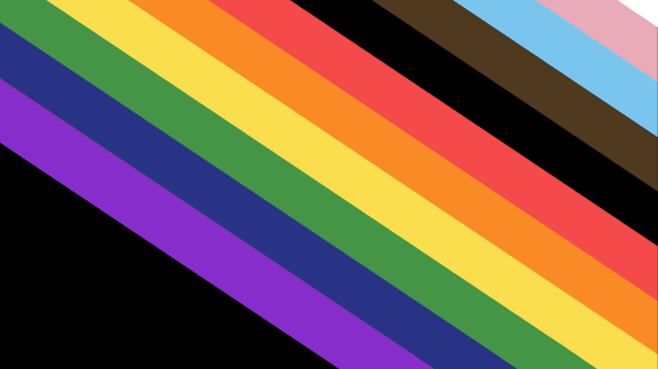 Image with white, pink, blue, brown, black, red, orange, yellow, green, blue and violet stripes.