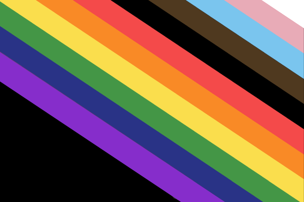 Image with white, pink, blue, brown, black, red, orange, yellow, green, blue and violet stripes.