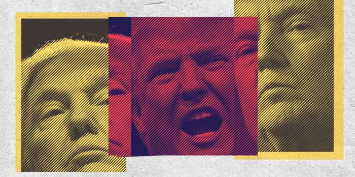 Web page banner depicting three photos of Donald Trump Web page banner depicting three photos of Donald Trump