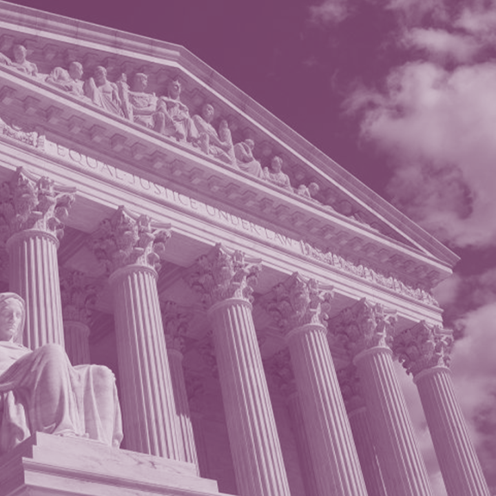 Image of the Supreme Court with a purple filter overlay