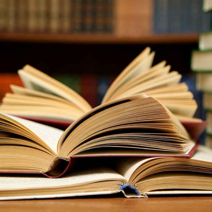 An open book on a table