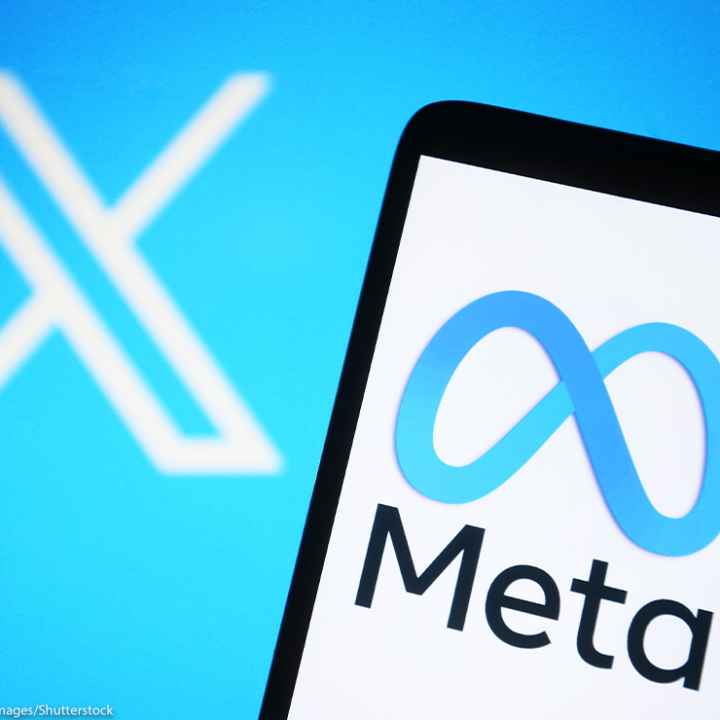 Logos of the social media platforms X and Meta.