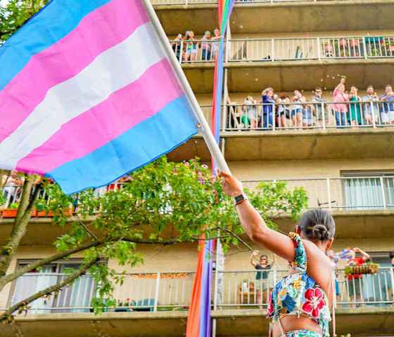 trans flag march